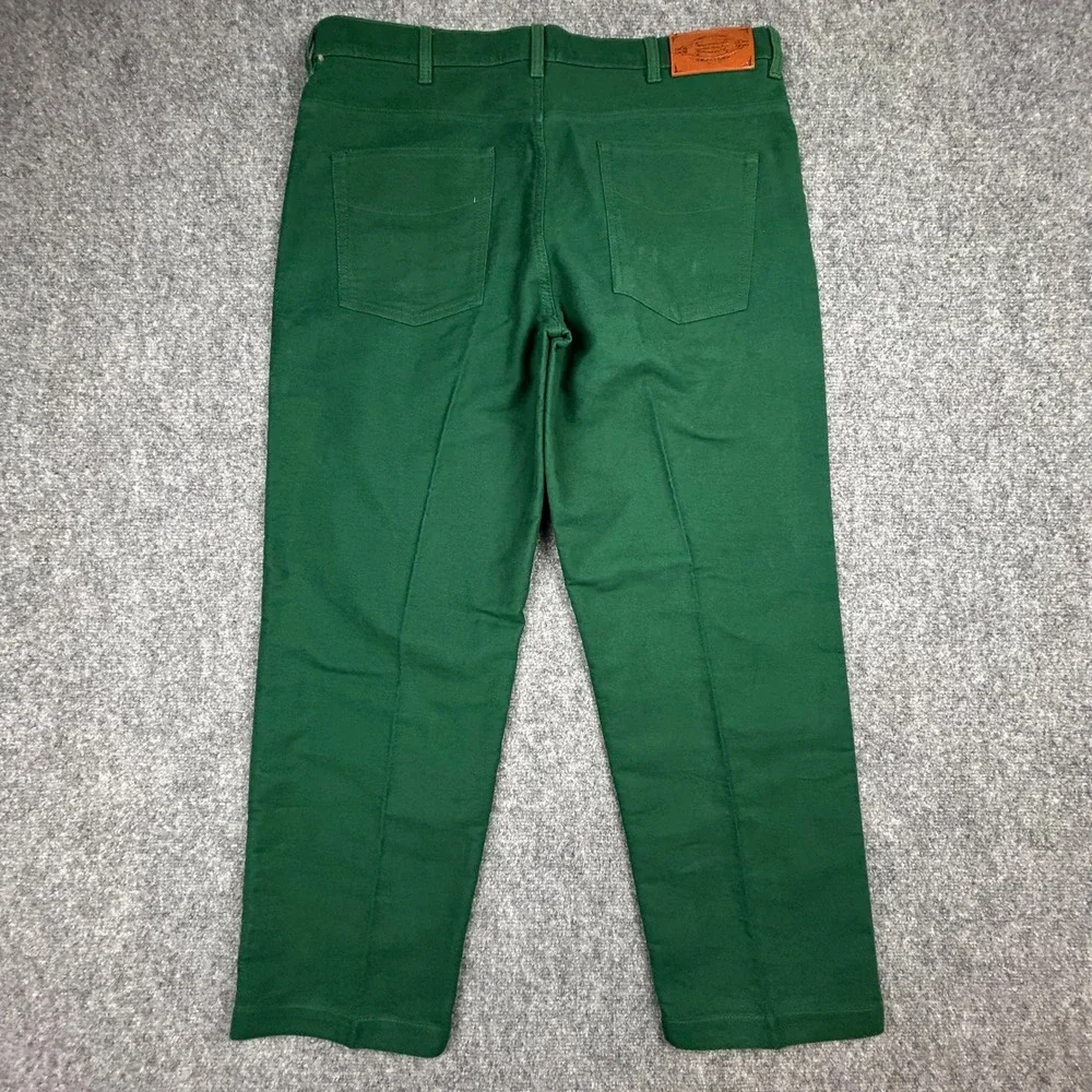 Samuel Windsor Moleskin Jeans Men 38S Green Cotton Straight Leg 5 Pocket Trouser